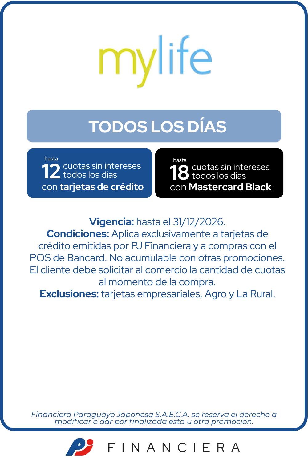 mylife 1 cuotas todos los dias ASUNCION