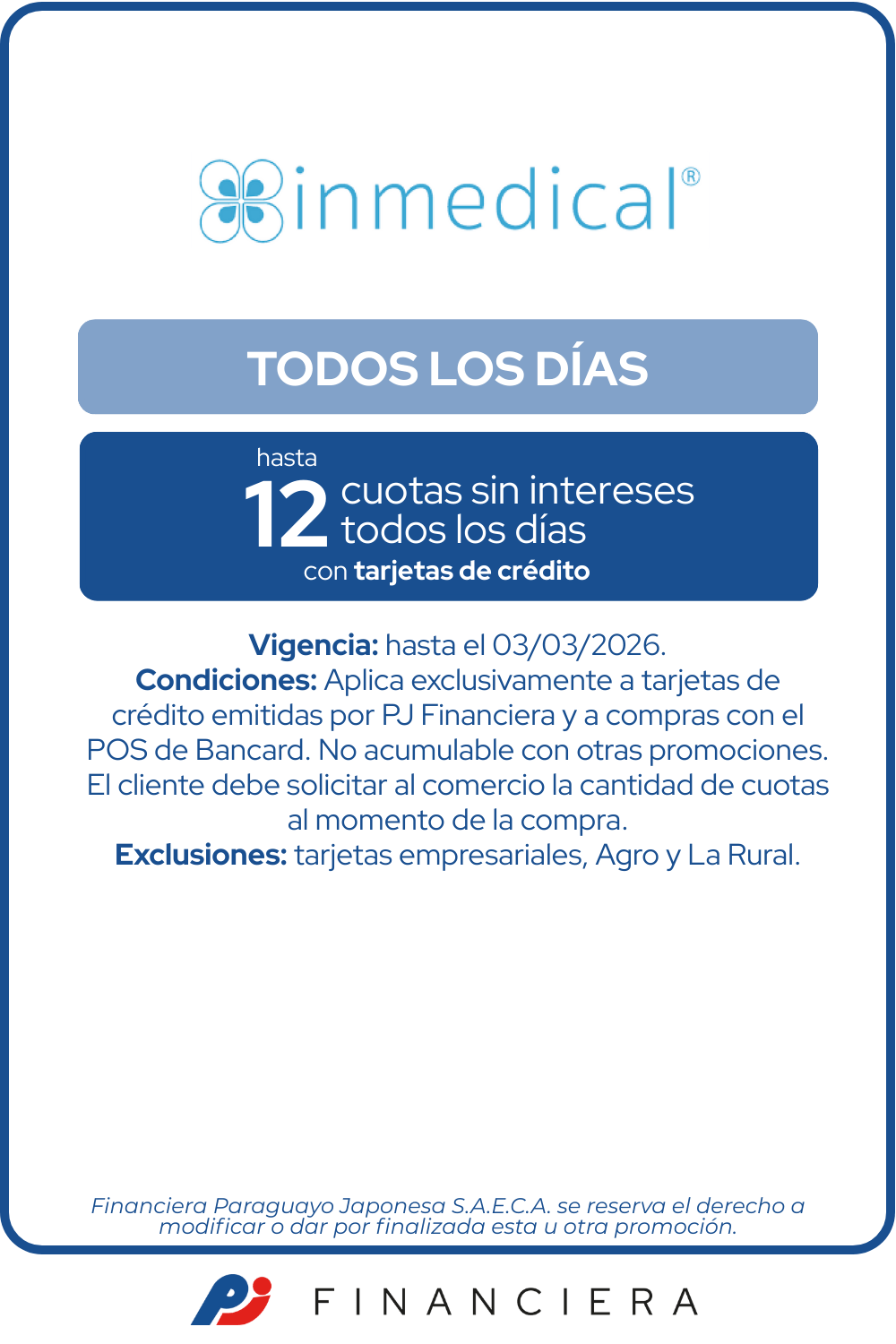 Inmedical 12 Cuotas Salud y Bienestar Todos Los Días Asuncion