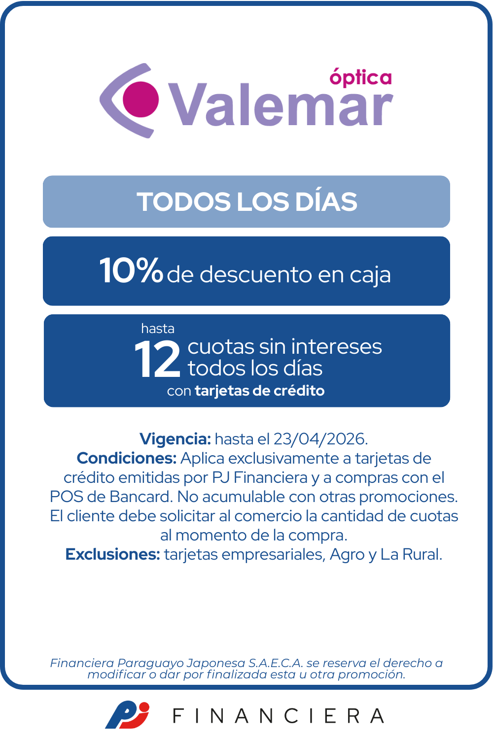 Óptica Valemar Beneficios Salud y Bienestar Todos Los Días Asuncion Central