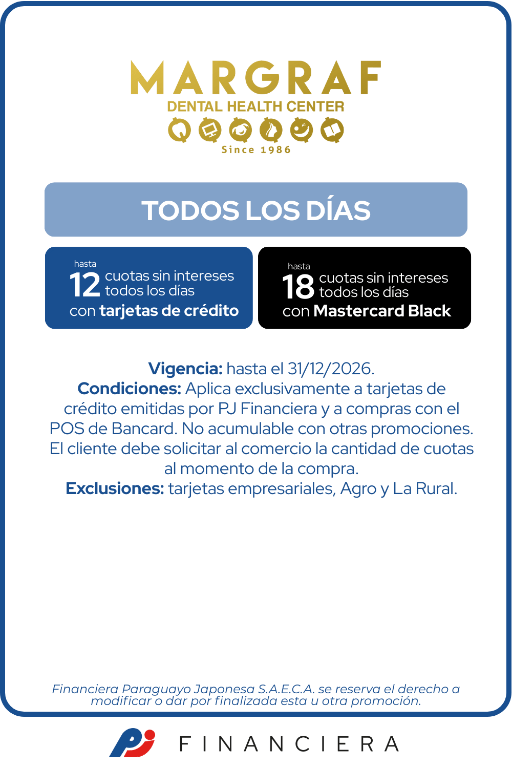 Margraf dental health center asuncion todos los dias 12 cuotas