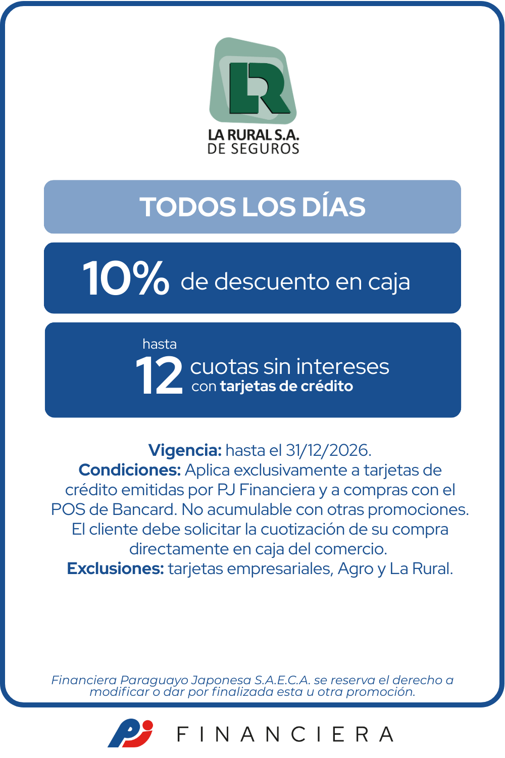 La Rural S.A. de Seguros Beneficios Todos Los Días Asuncion