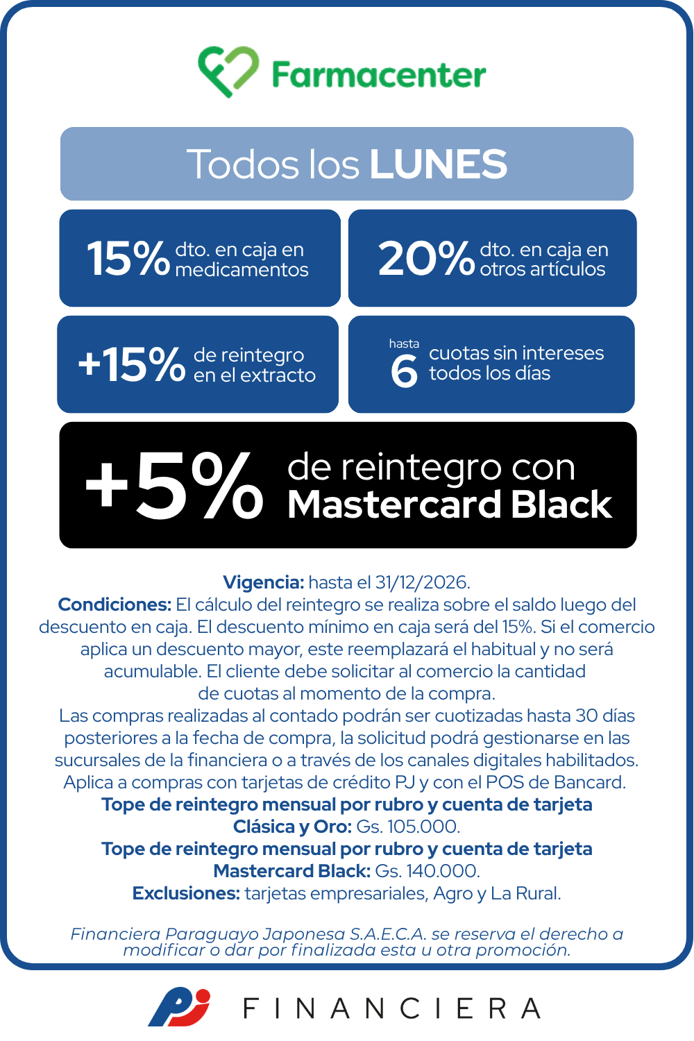 farmacenter lunes 35 de ahorro 6 cuotas