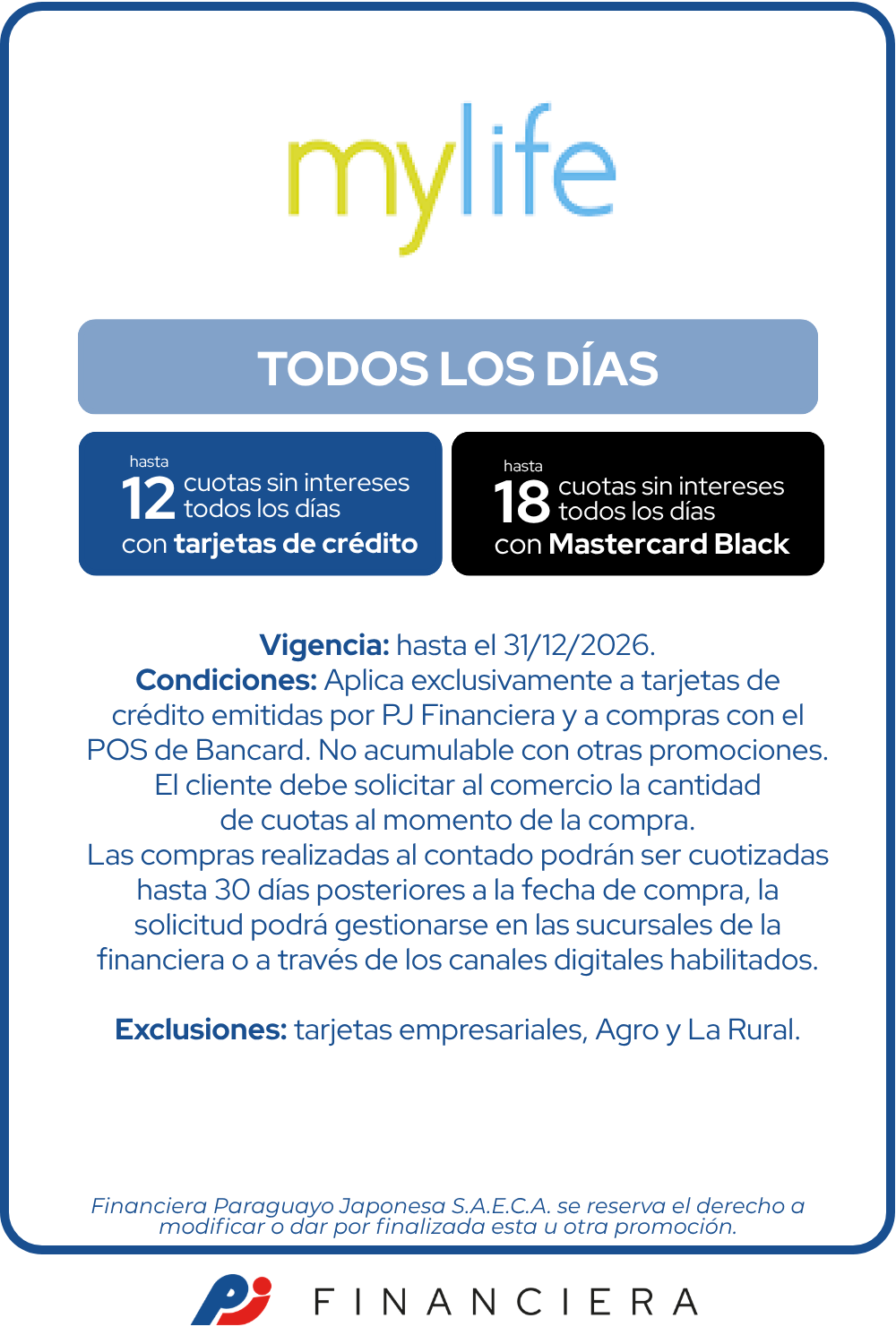 mylife 1 cuotas todos los dias ASUNCION