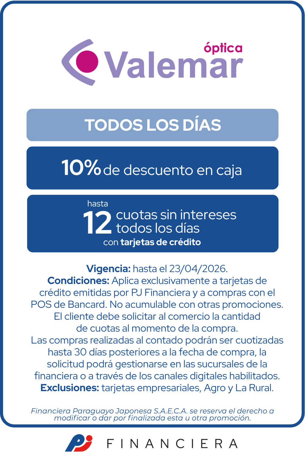 Óptica Valemar Beneficios Salud y Bienestar Todos Los Días Asuncion Central