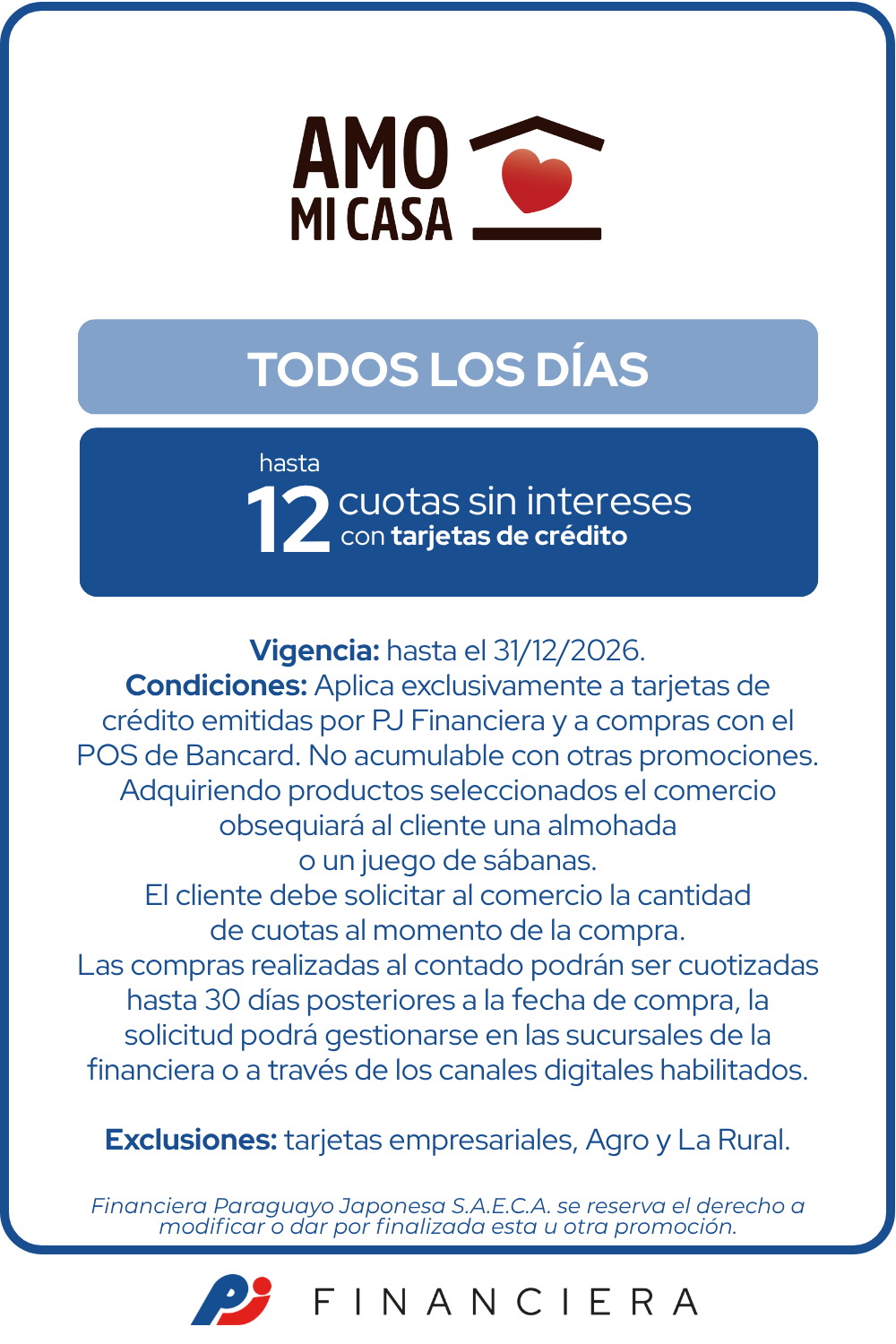 Amo mi Casa 12 cuotas sin intereses Asuncion