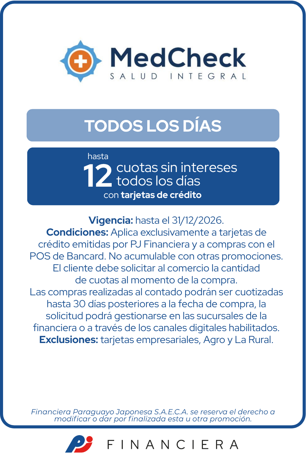 MEDCHECK 12 cuotas sin intereses