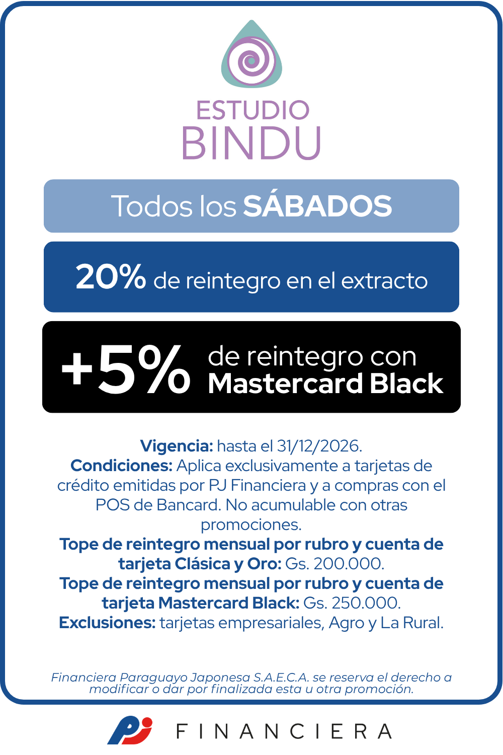 Estudio bindu, sabados 20 de reintegro