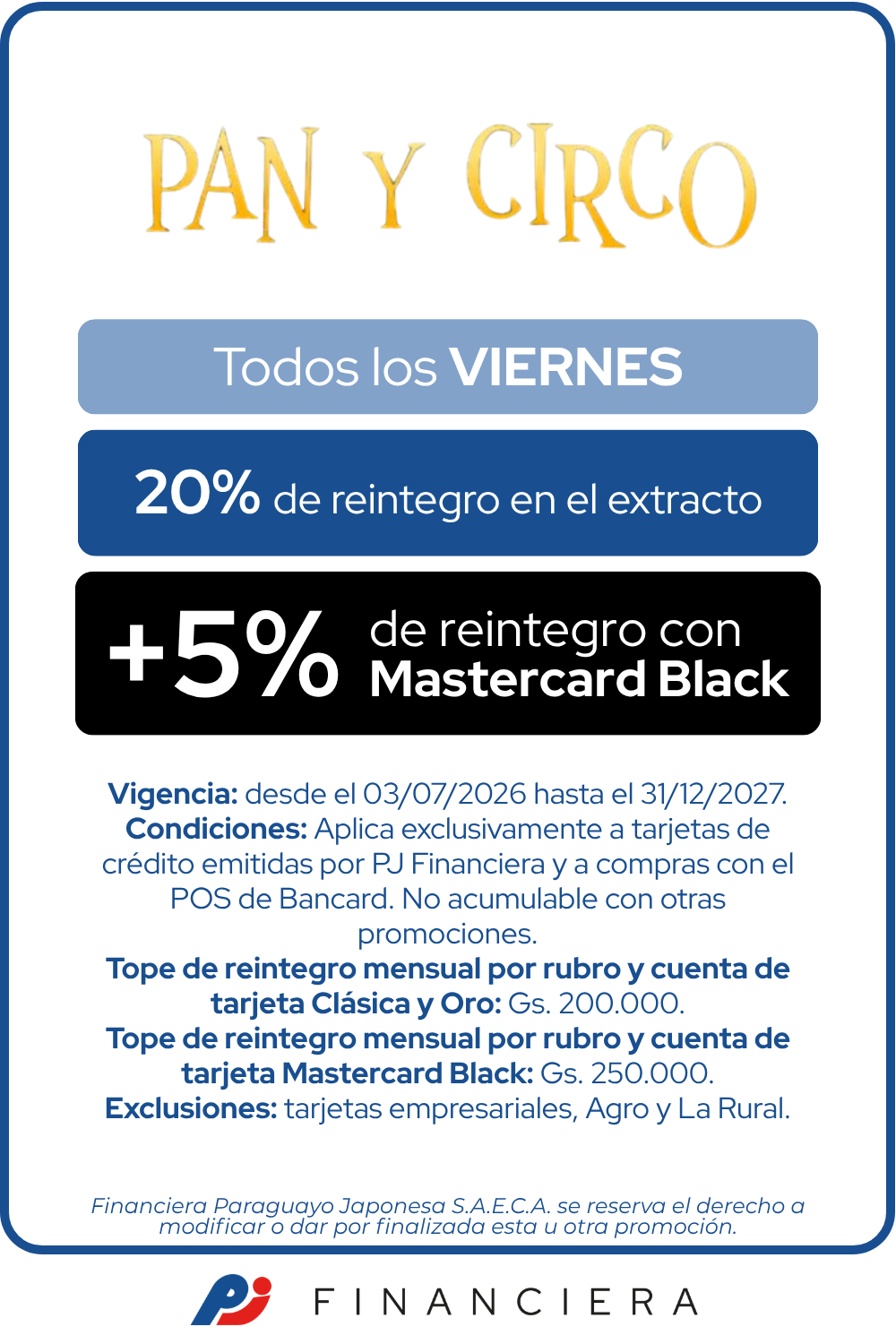 Pan y circo gastronomia 20 de reintegro
