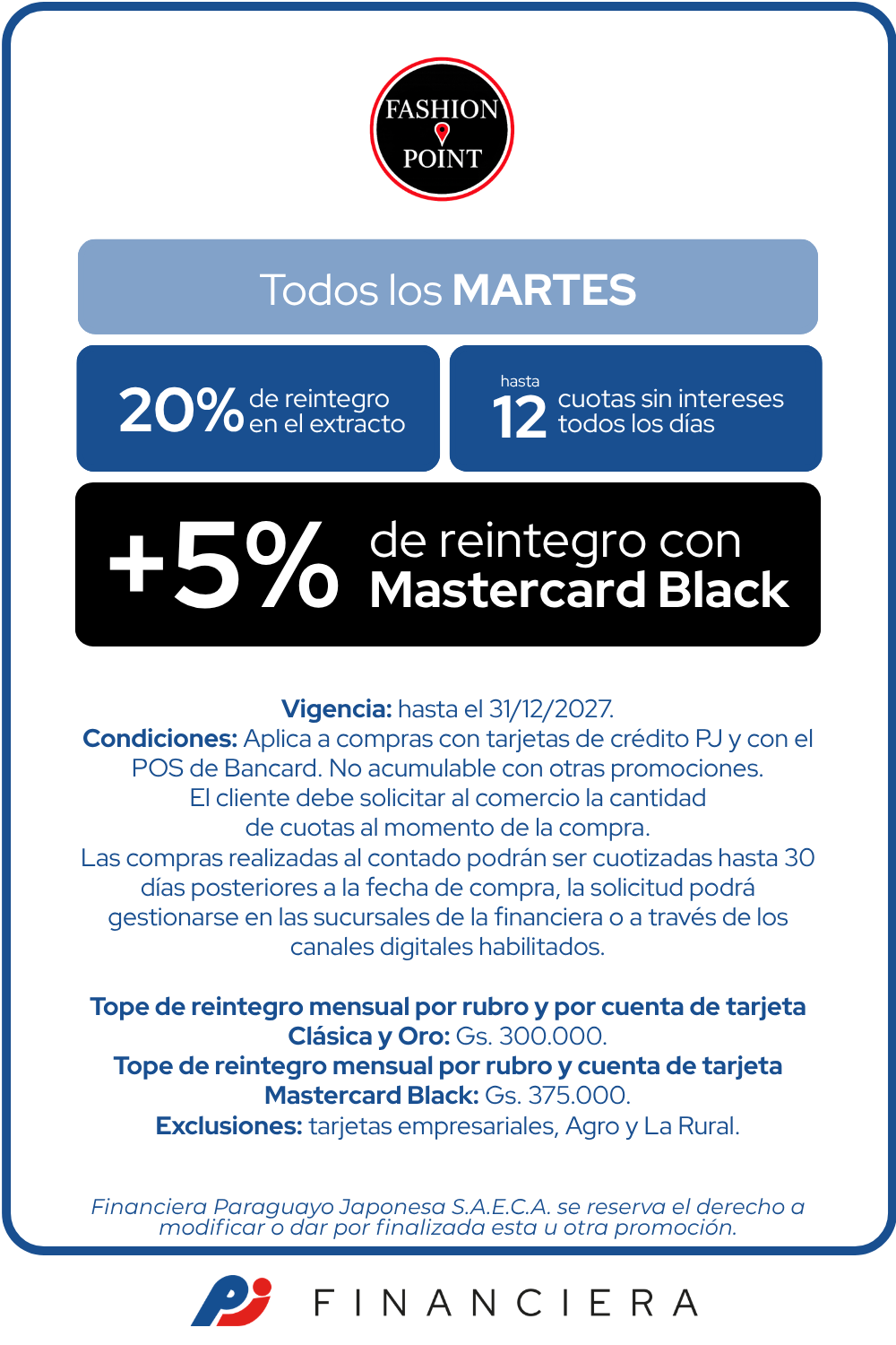 Fashion point martes tiendas 20 reintegro