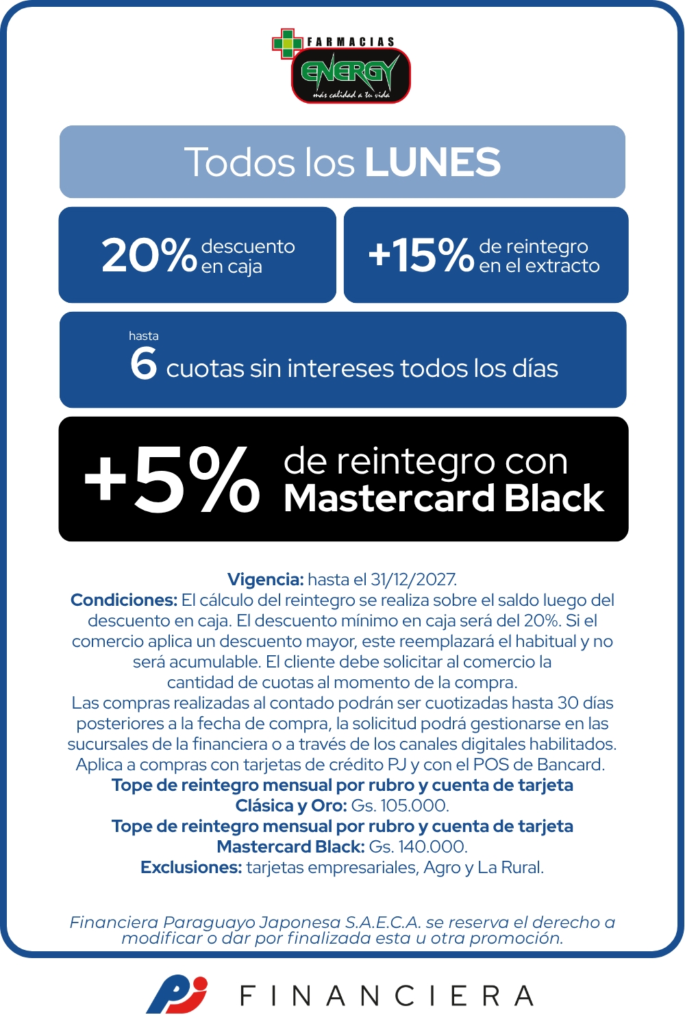 Energy farmacia lunes 35 de ahorro