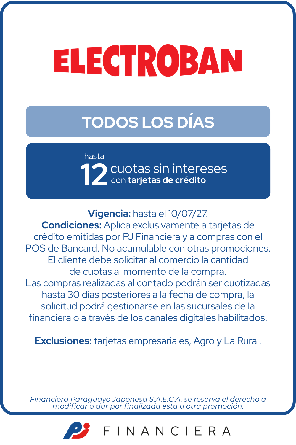 elecctroban 12 cuotas sin intereses