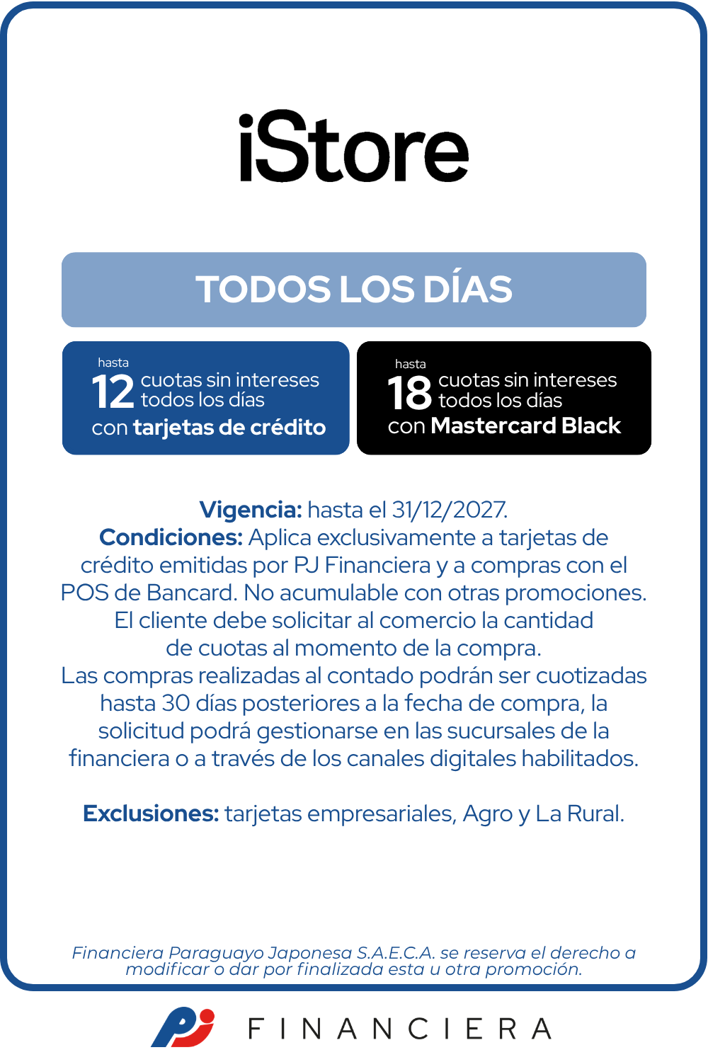 iStore 12 cuotas sin intereses todos los dias tecnologia
